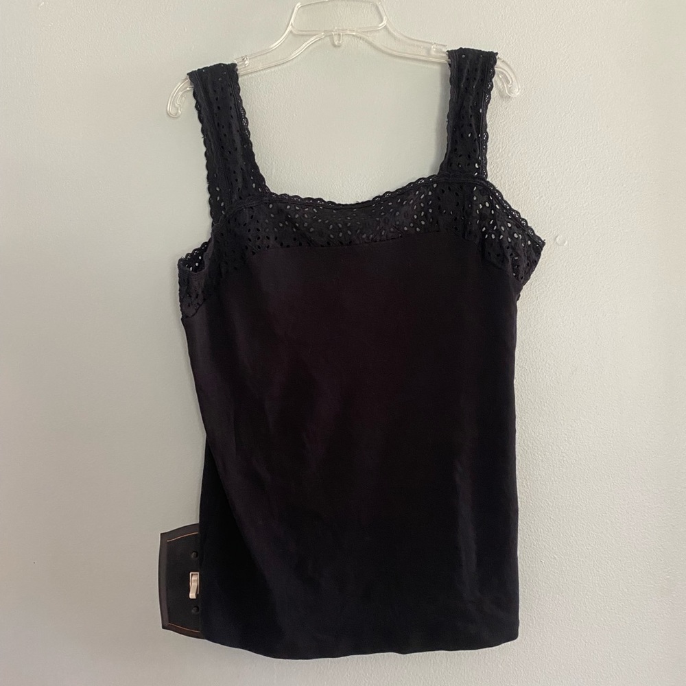 100% cotton eyelet trim tank top